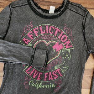 VTG Y2K Affliction Womens Long-Sleeve Reversible Shirt Size Large